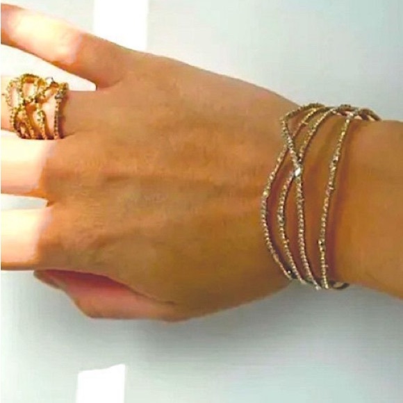 ALEXIS BITTAR • GOLD PAVE Crystal Lace Thorny ORBITING CUFF Bracelet - Picture 9 of 16